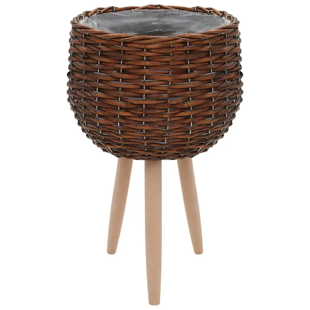 Brown Rattan Wicker Planters Set 3 Piece Rustic Garden Pots Durable Home Decor