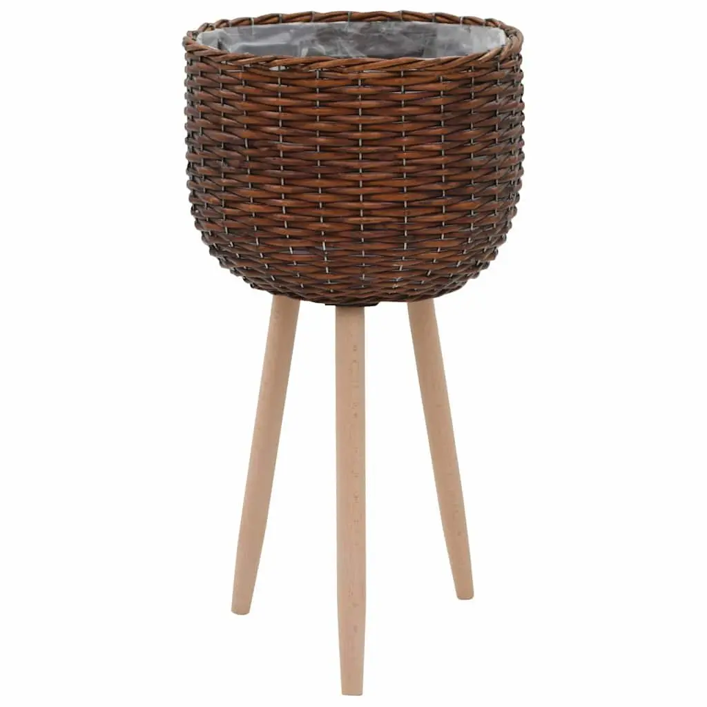 Brown Rattan Wicker Planters Set 3 Piece Rustic Garden Pots Durable Home Decor