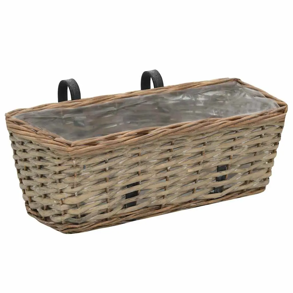 Wicker Balcony Planter Set 2 Pieces Rattan Garden Hanging Pot 40cm