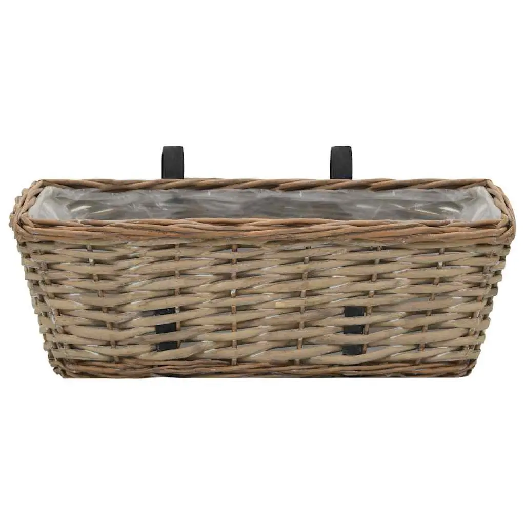 Wicker Balcony Planter Set 2 Pieces Rattan Garden Hanging Pot 40cm