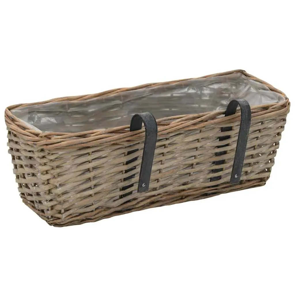 Wicker Balcony Planter Set 2 Pieces Rattan Garden Hanging Pot 40cm