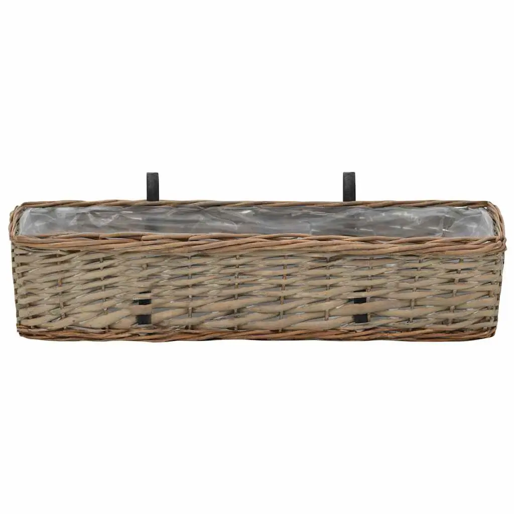Wicker Planter 2 Piece PE Lining 60 cm Brown Hanging Garden Pot