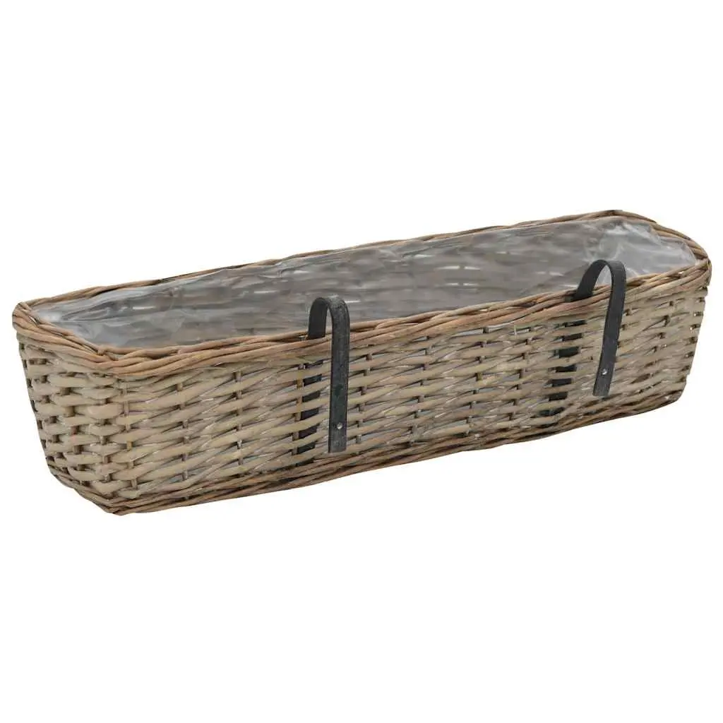 Wicker Planter 2 Piece PE Lining 60 cm Brown Hanging Garden Pot