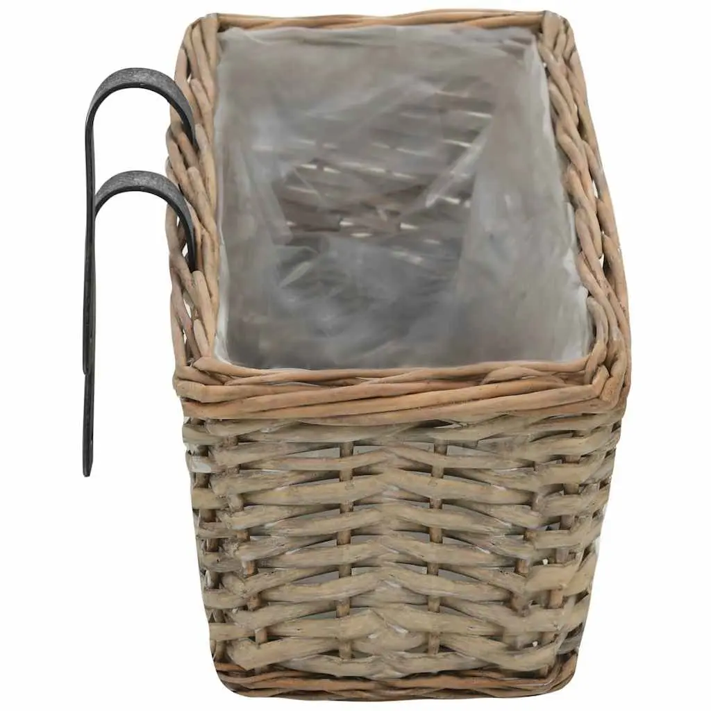 Wicker Planter 2 Piece PE Lining 60 cm Brown Hanging Garden Pot