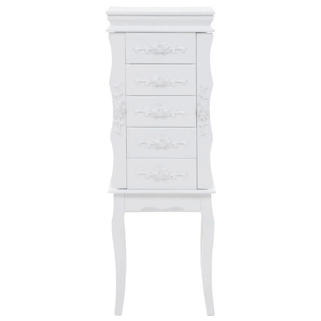 Jewelry Cabinet Free Standing White Storage Box Organizer