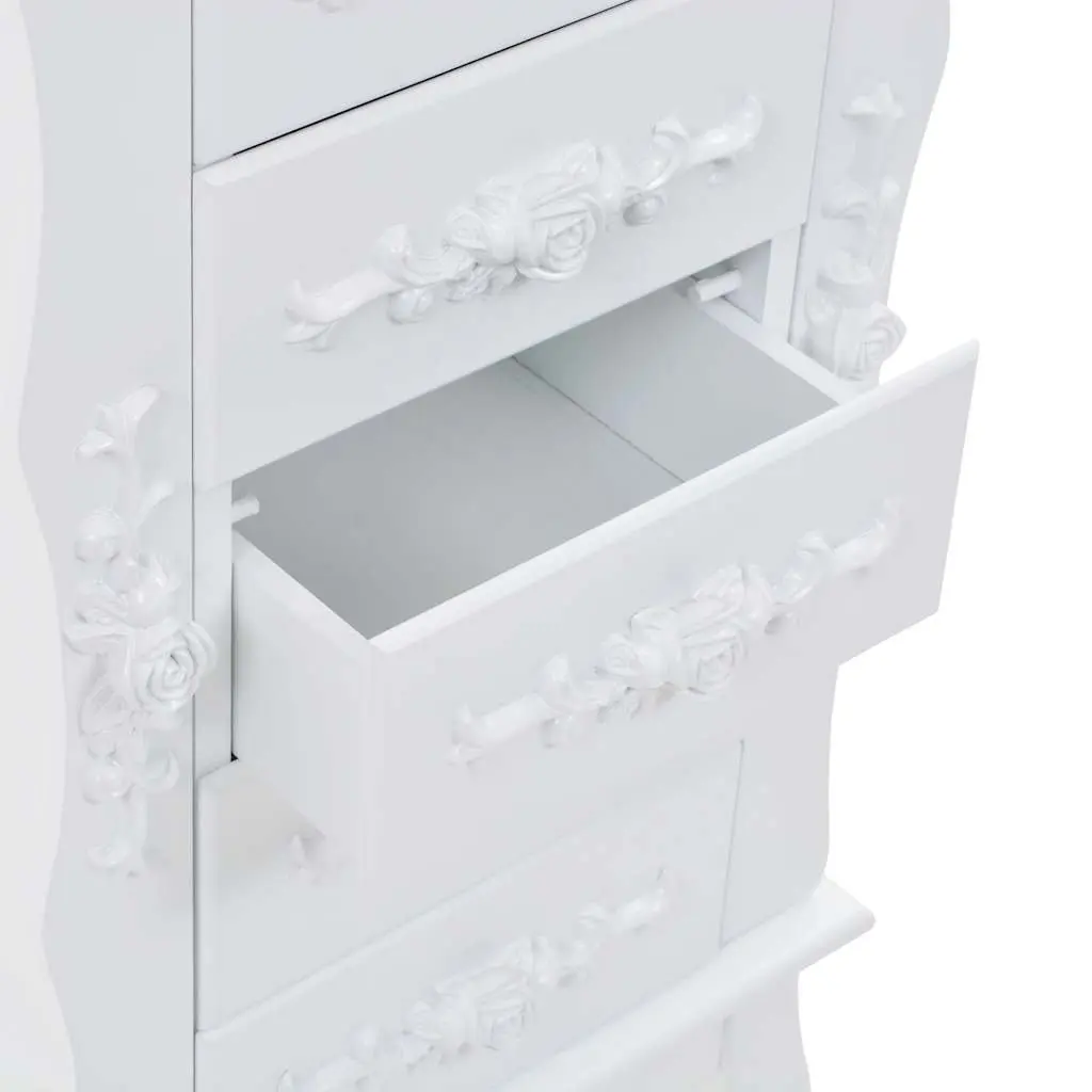 Jewelry Cabinet Free Standing White Storage Box Organizer