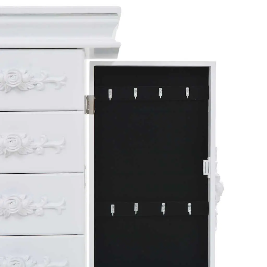 Jewelry Cabinet Free Standing White Storage Box Organizer