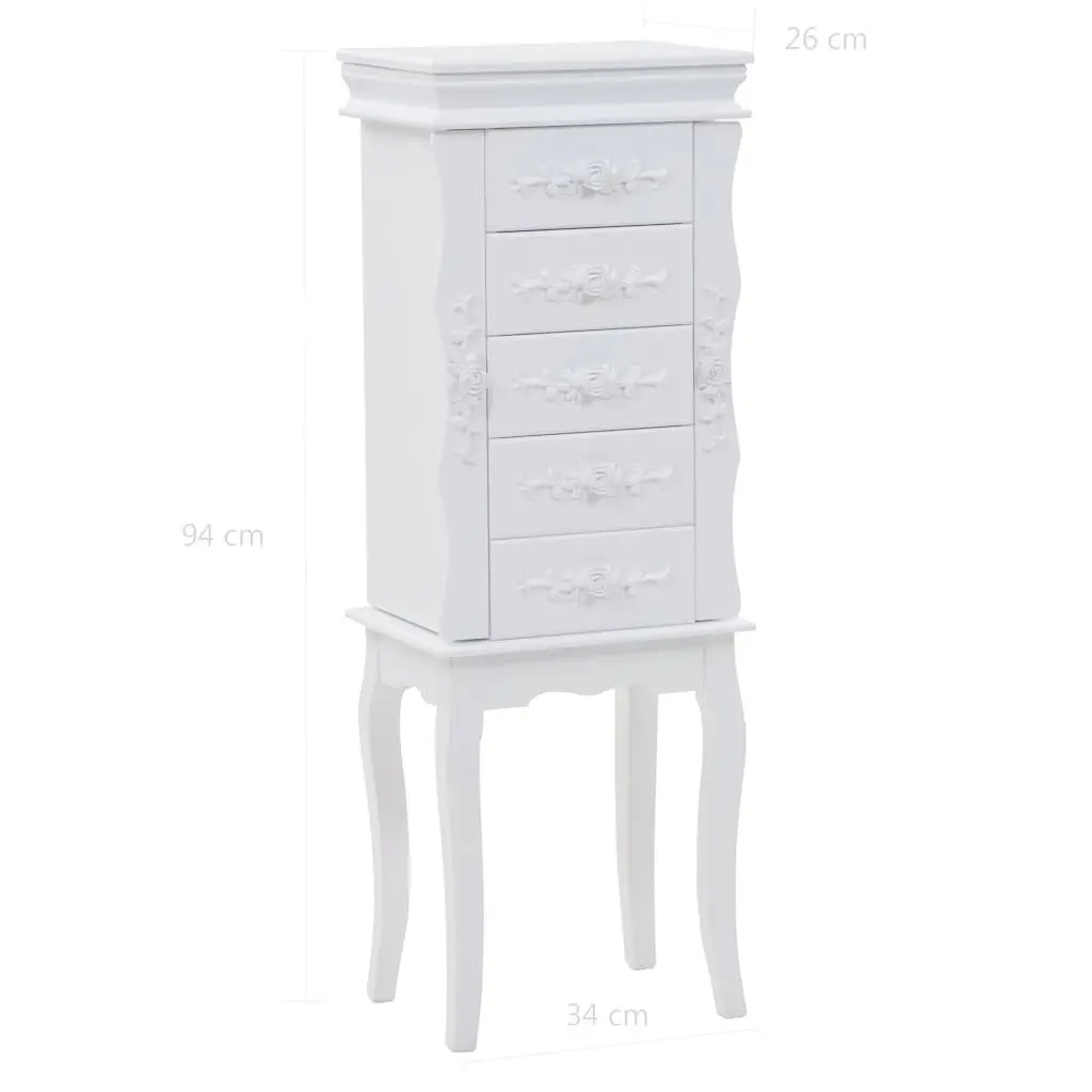 Jewelry Cabinet Free Standing White Storage Box Organizer