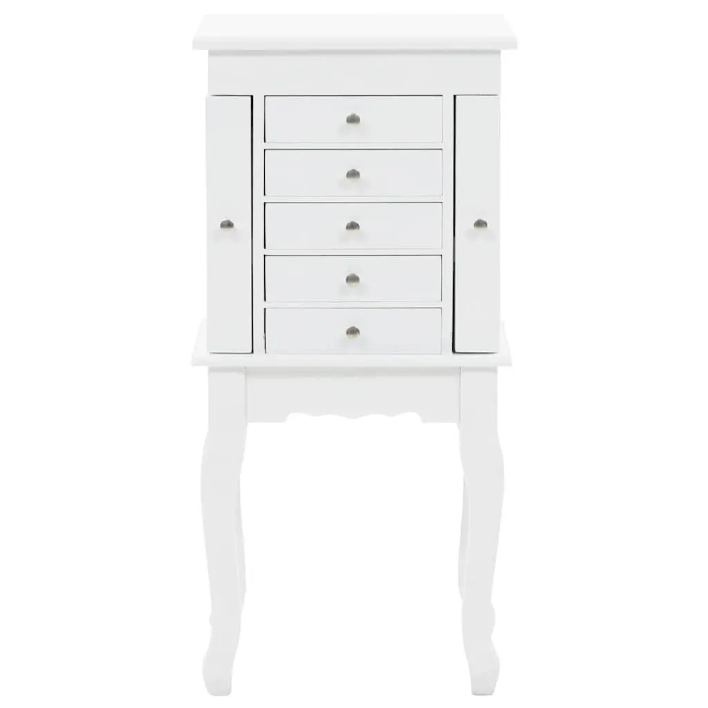 Jewelry Cabinet Free Standing White MDF Storage Box Organizer for Earrings Necklaces