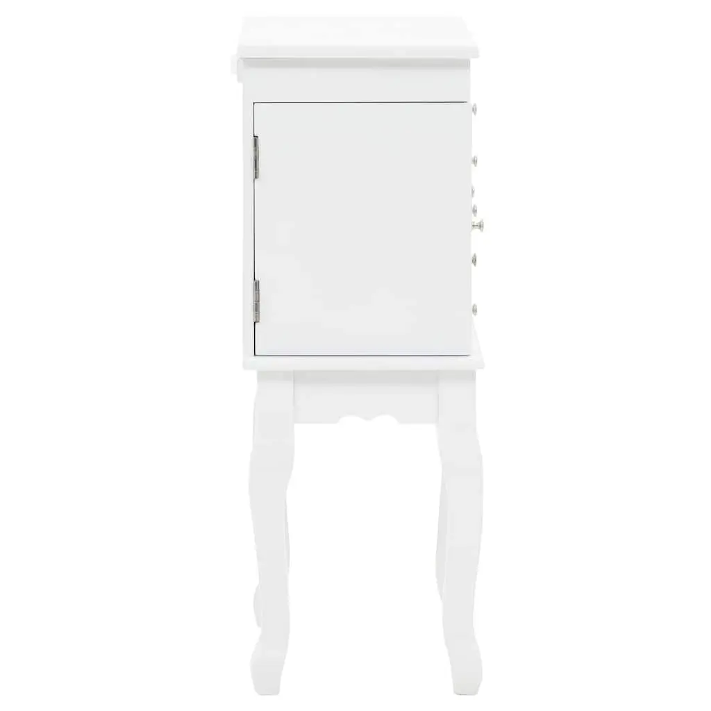 Jewelry Cabinet Free Standing White MDF Storage Box Organizer for Earrings Necklaces