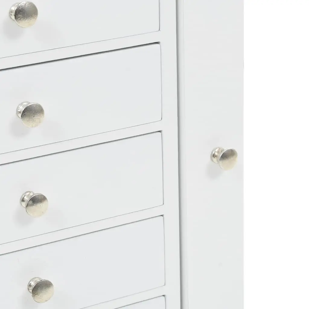 Jewelry Cabinet Free Standing White MDF Storage Box Organizer for Earrings Necklaces