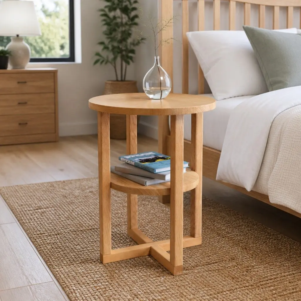 Solid Oak Wood Side Table Brown 40x50 cm