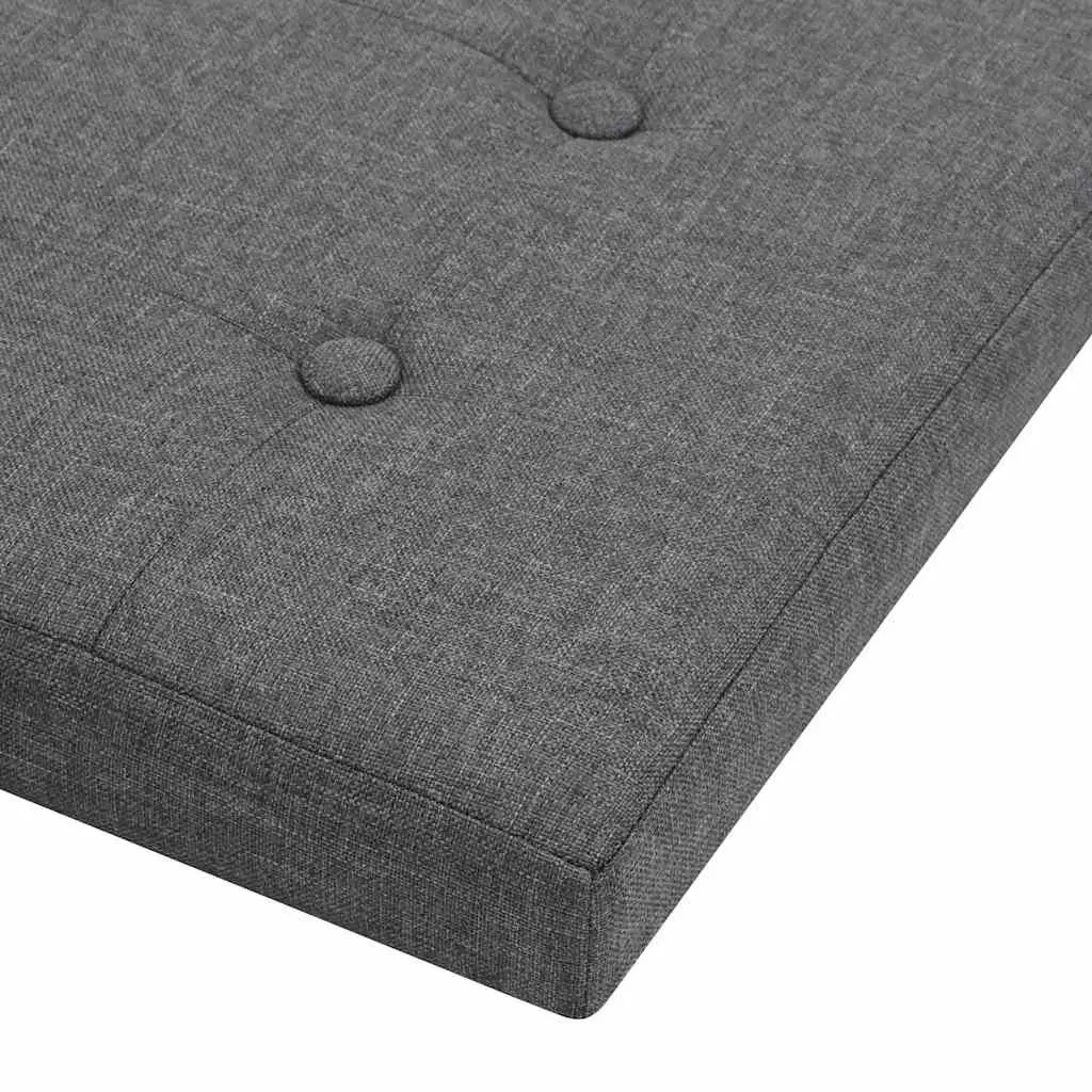 Folding Storage Stools Grey Faux Linen Seat Ottoman 2 Piece