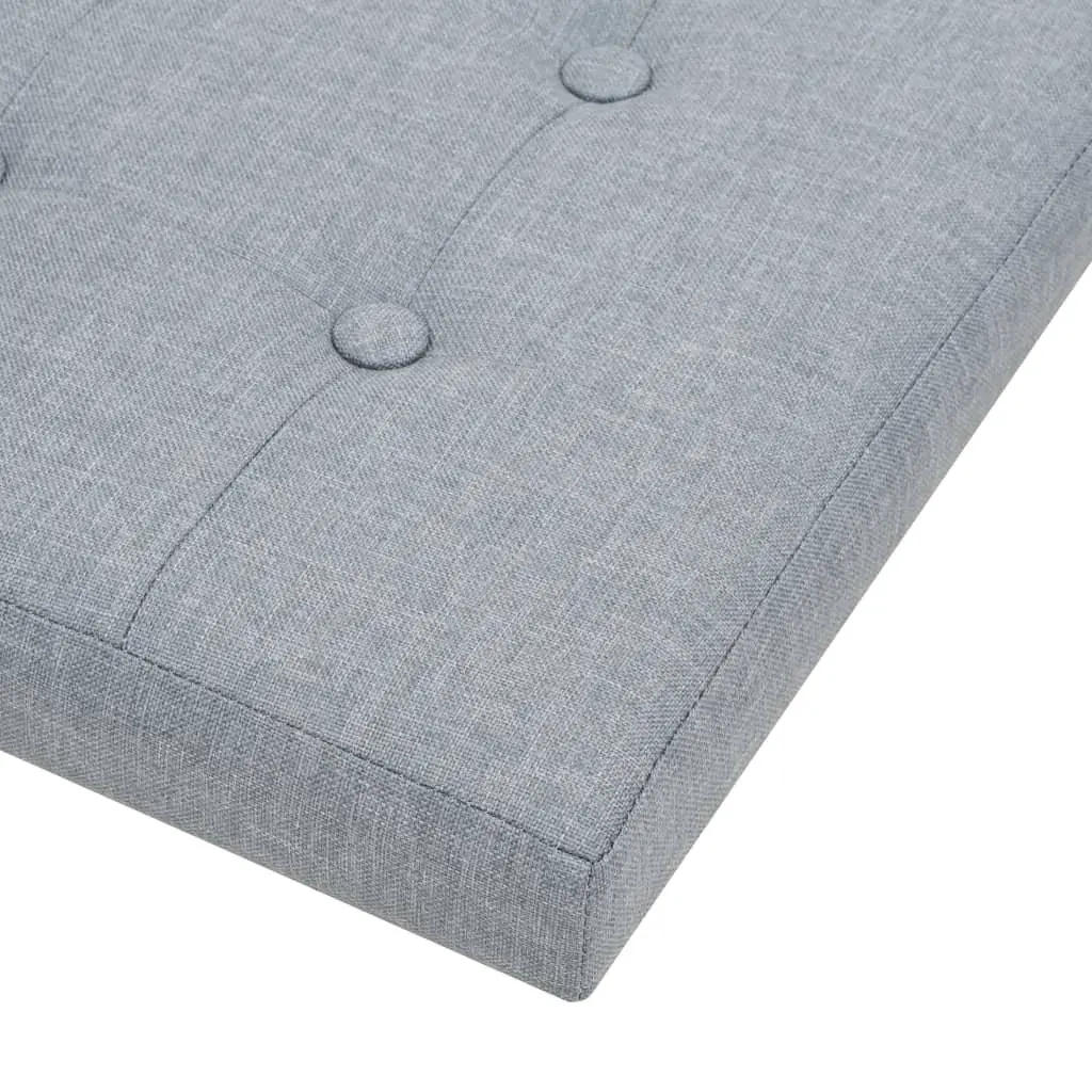 Folding Storage Stools Grey Faux Linen Upholstered Seat Removable Top 2 Piece