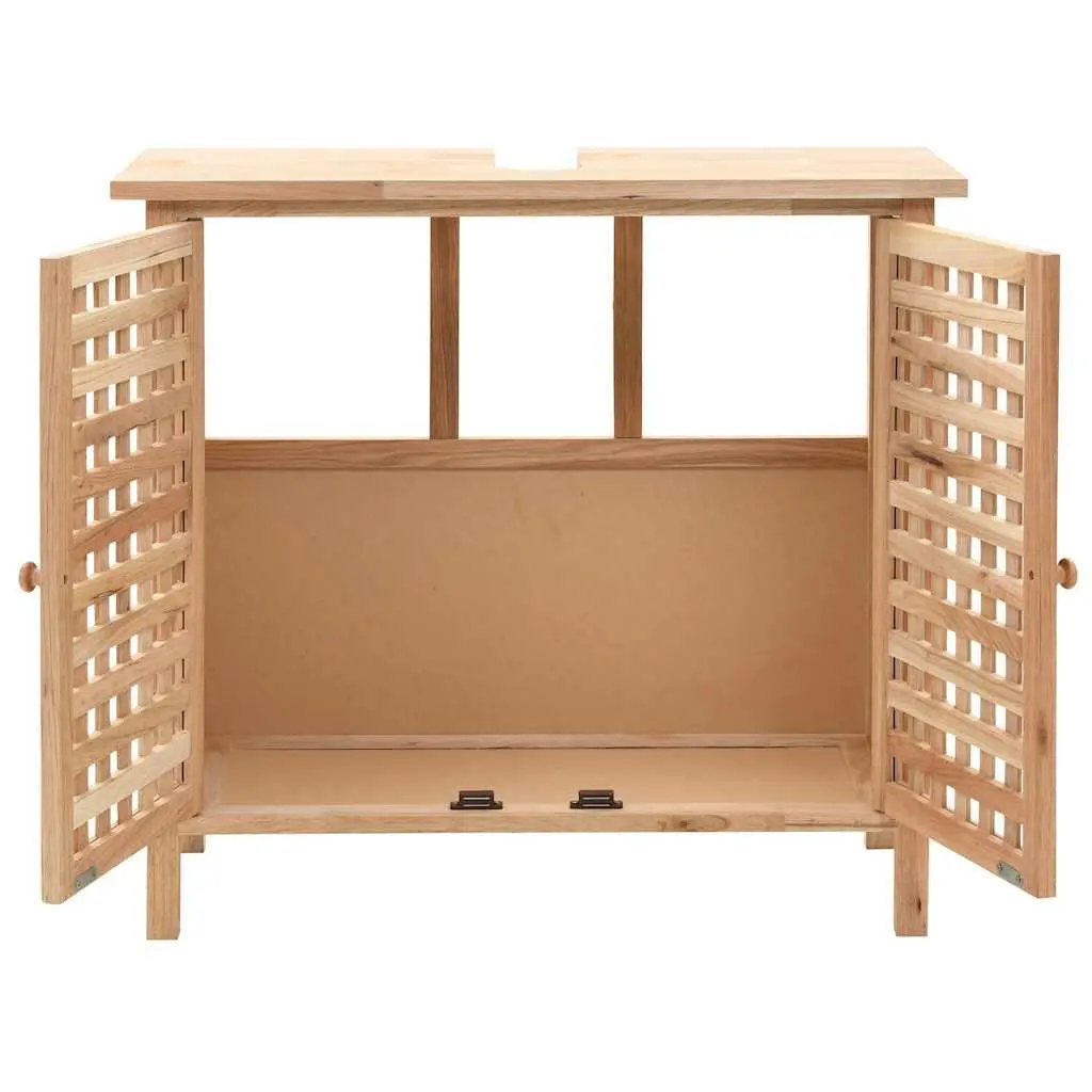 Bathroom Vanity Unit Sink Cabinet Beige Solid Wood Two Door 66 cm