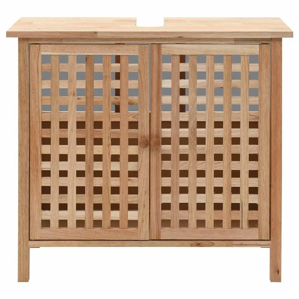 Bathroom Vanity Unit Sink Cabinet Beige Solid Wood Two Door 66 cm