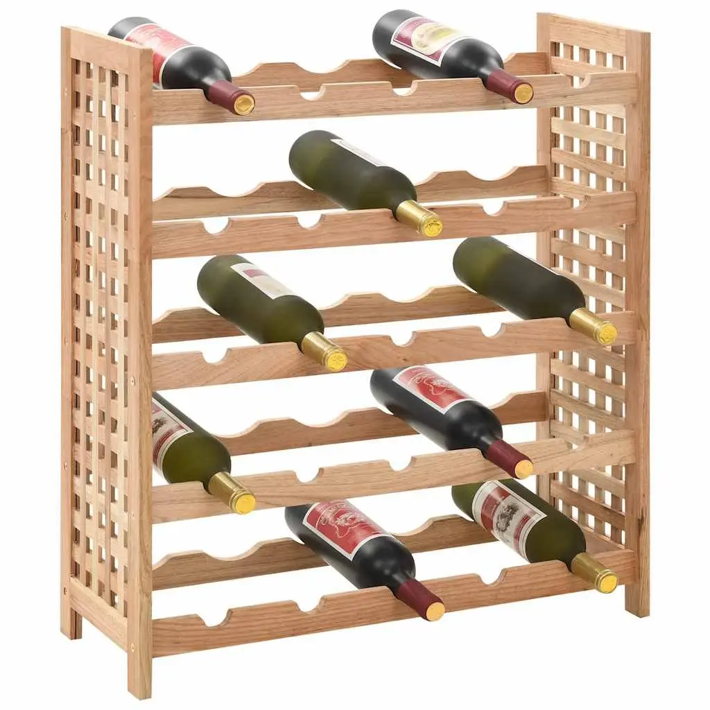 Wine Rack Solid Walnut Wood 5-Tier Storage Cabinet for 25 Bottles