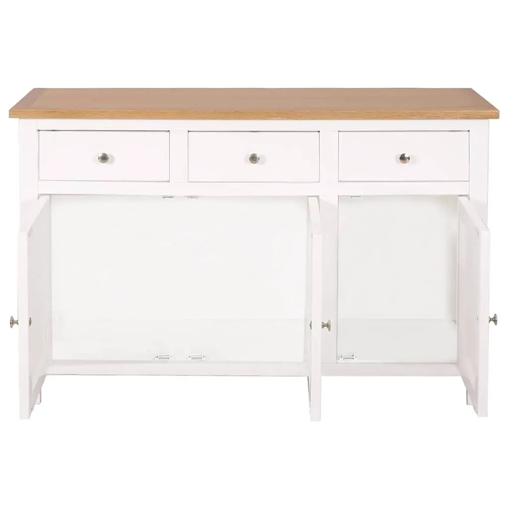 Solid Oak Wood Sideboard 110x33.5x70 cm Brown Rustic Storage Cabinet