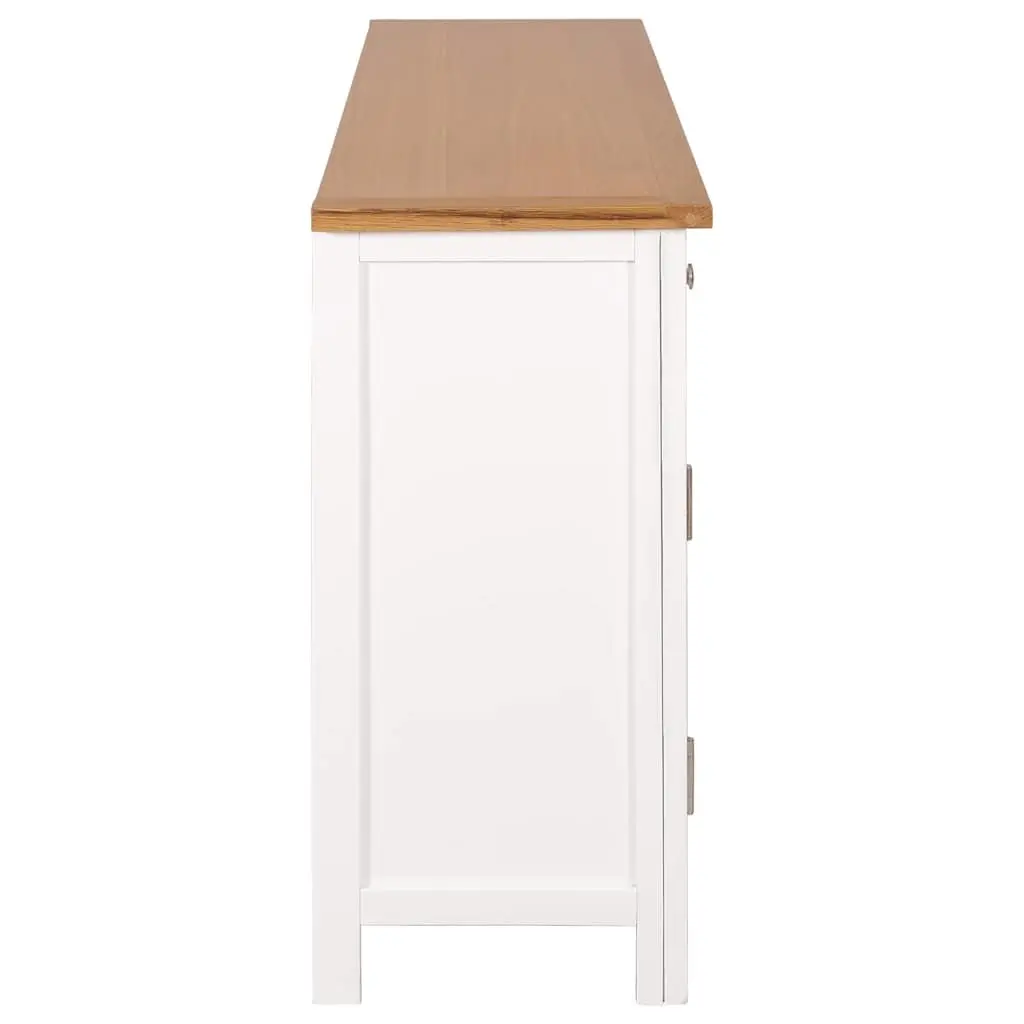 Solid Oak Wood Sideboard 110x33.5x70 cm Brown Rustic Storage Cabinet