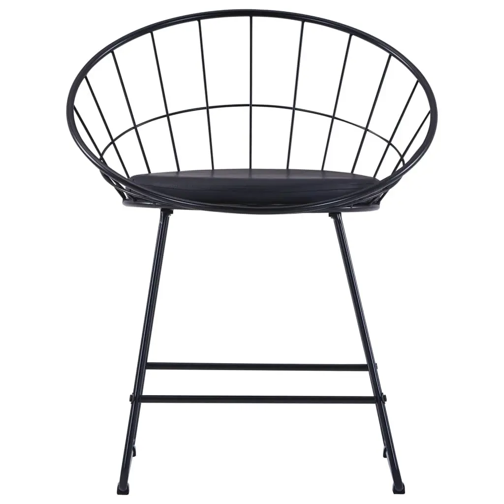 Dining Chairs Set 2 Pieces Faux Leather Cushion Steel Frame
