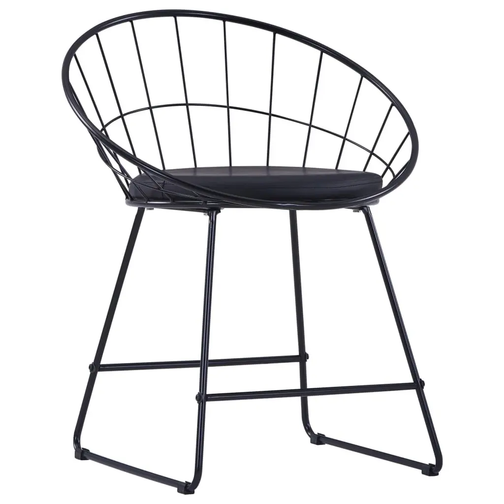 Dining Chairs Set 2 Pieces Faux Leather Cushion Steel Frame