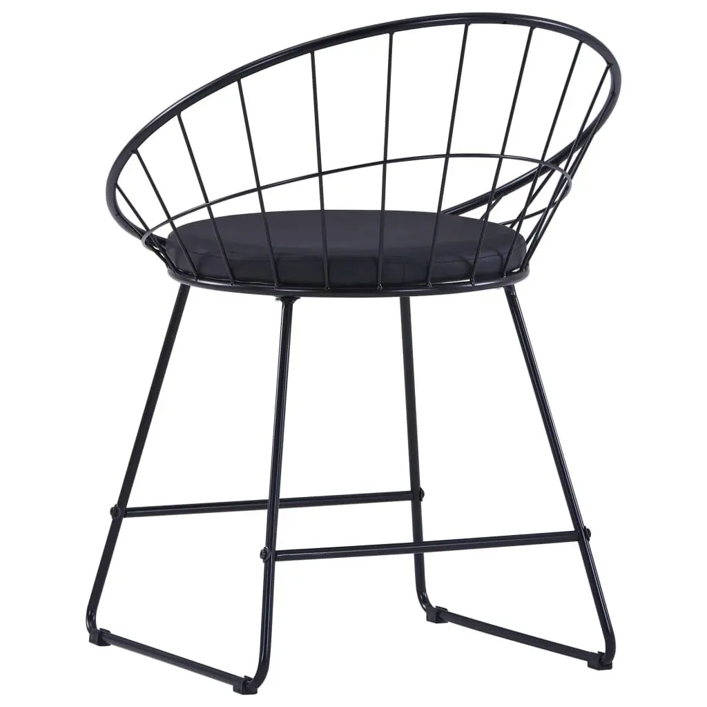 Dining Chairs Set 2 Pieces Faux Leather Cushion Steel Frame
