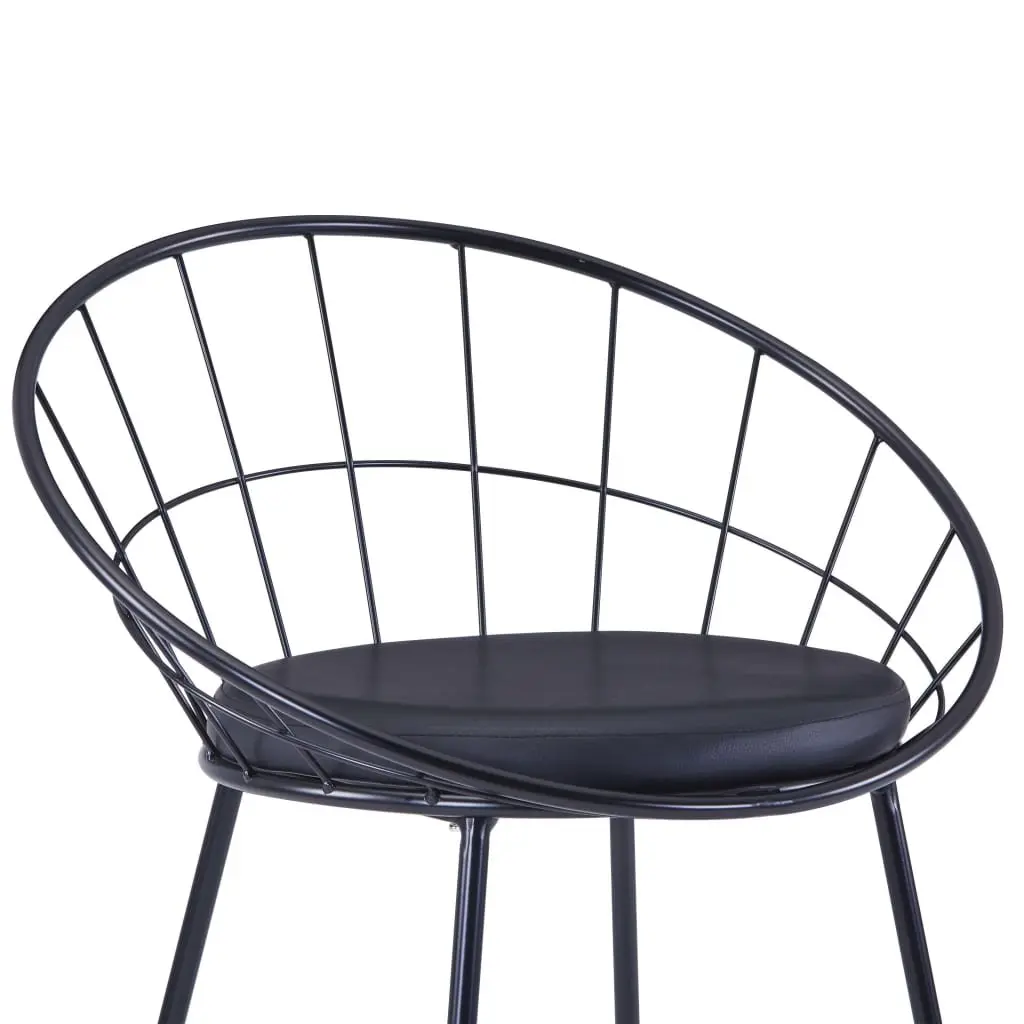 Dining Chairs Set 2 Pieces Faux Leather Cushion Steel Frame