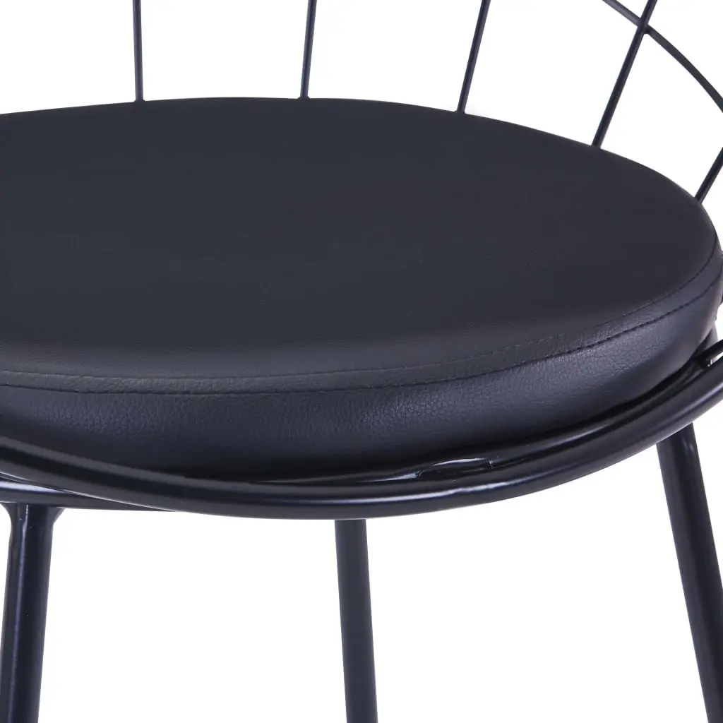 Dining Chairs Set 2 Pieces Faux Leather Cushion Steel Frame