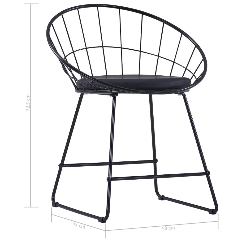 Dining Chairs Set 2 Pieces Faux Leather Cushion Steel Frame