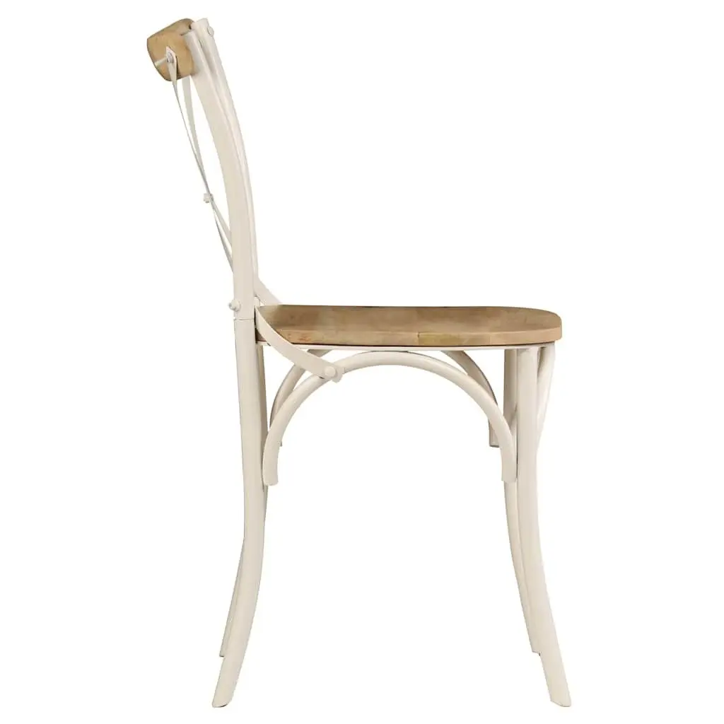 Dining Chair Set 2 Piece Kitchen Furniture White Solid Mango Wood Open Back