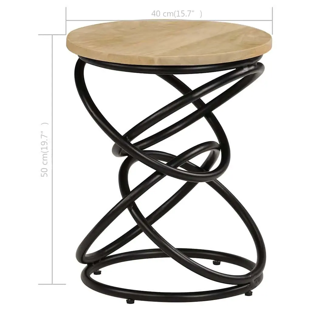 End Table Solid Mango Wood Brown Accent Side Living Room Furniture 40x50cm