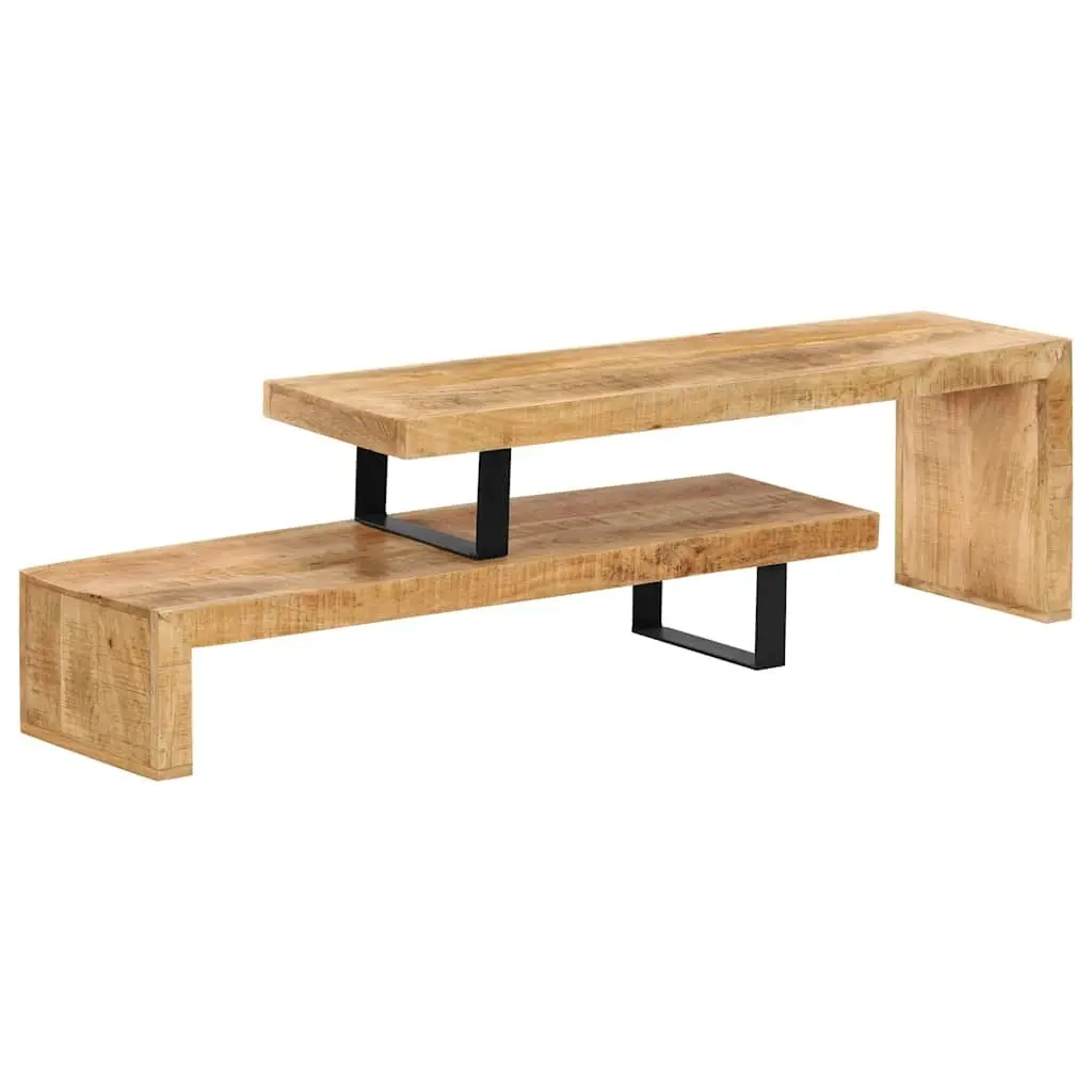 Mango Wood TV Stand Brown Living Room Entertainment Unit Solid Construction