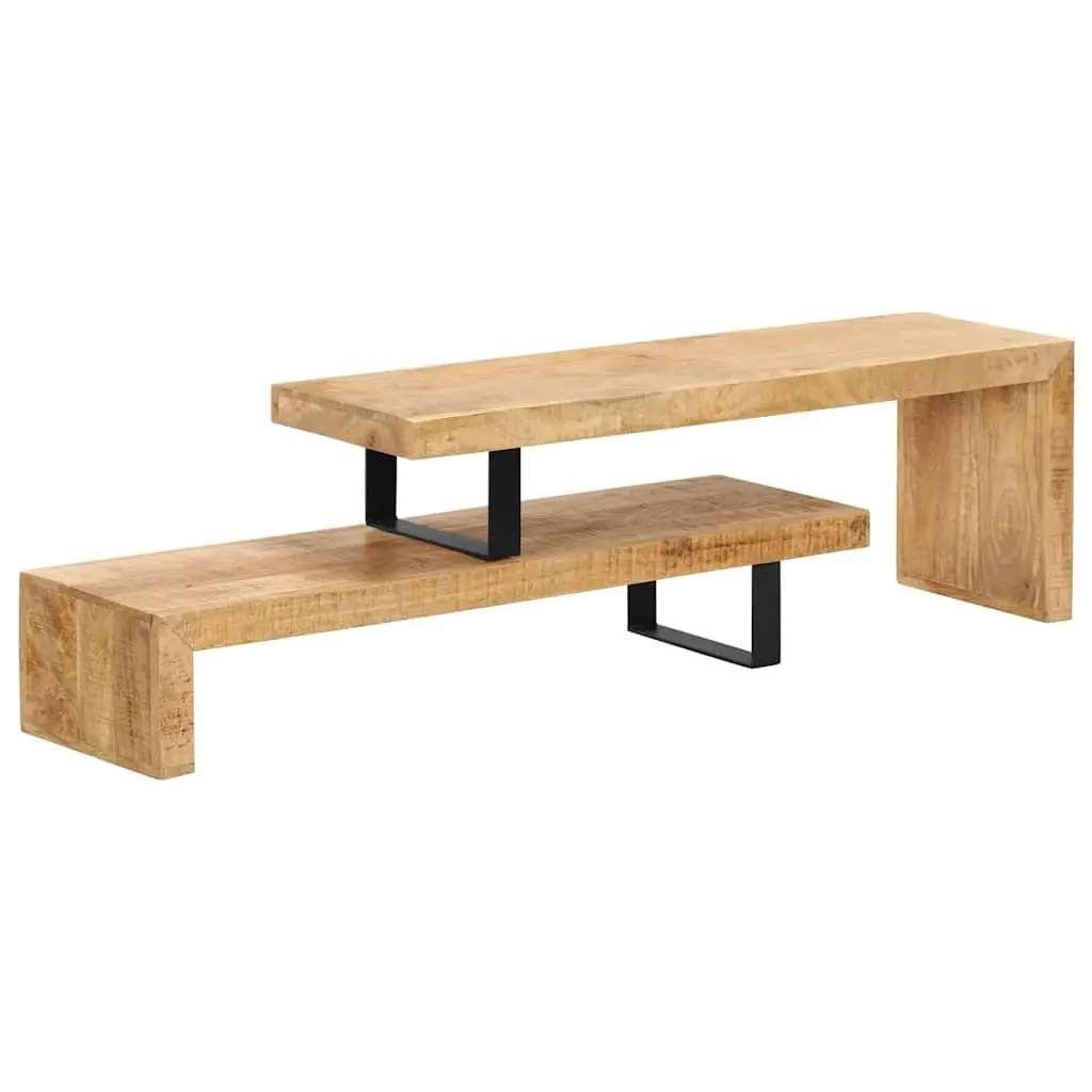 Mango Wood TV Stand Brown Living Room Entertainment Unit Solid Construction