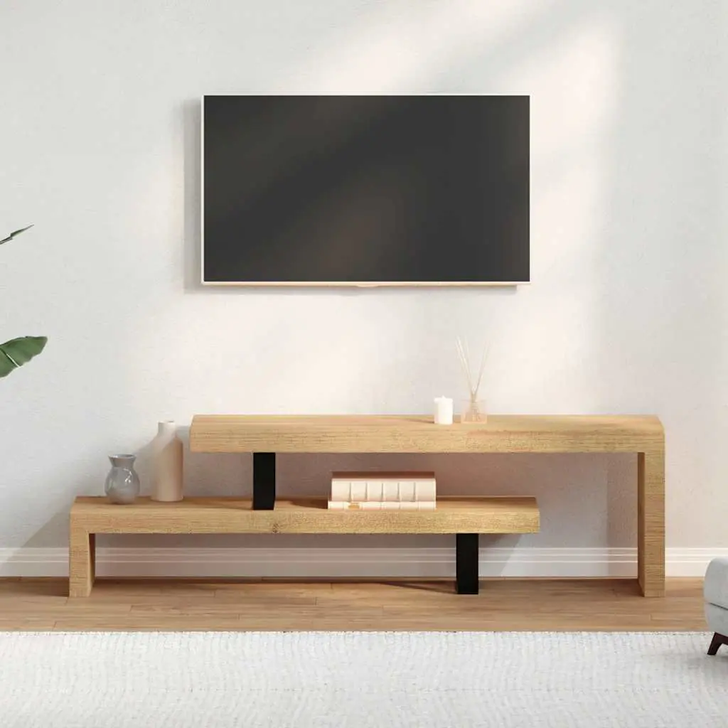Mango Wood TV Stand Brown Living Room Entertainment Unit Solid Construction