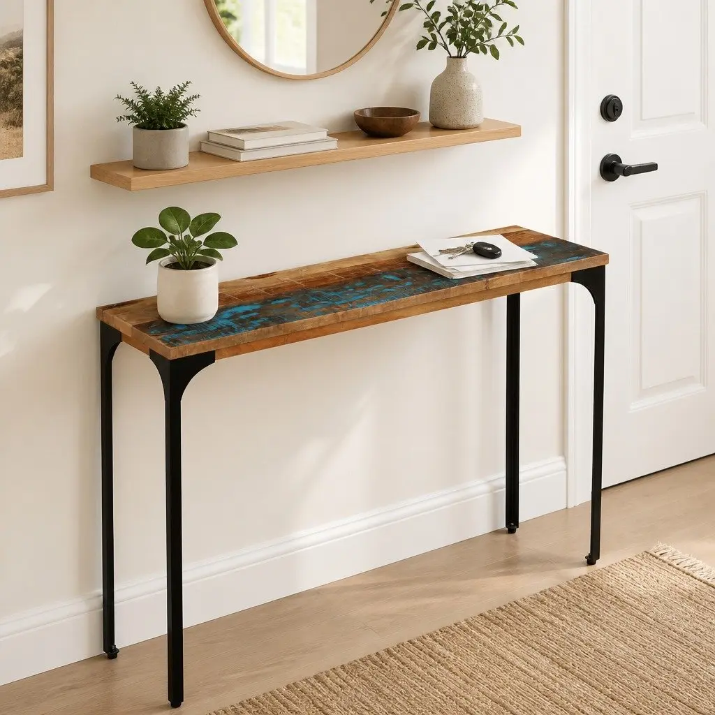 Solid Reclaimed Wood Console Table 120x35x76cm Accent End Table