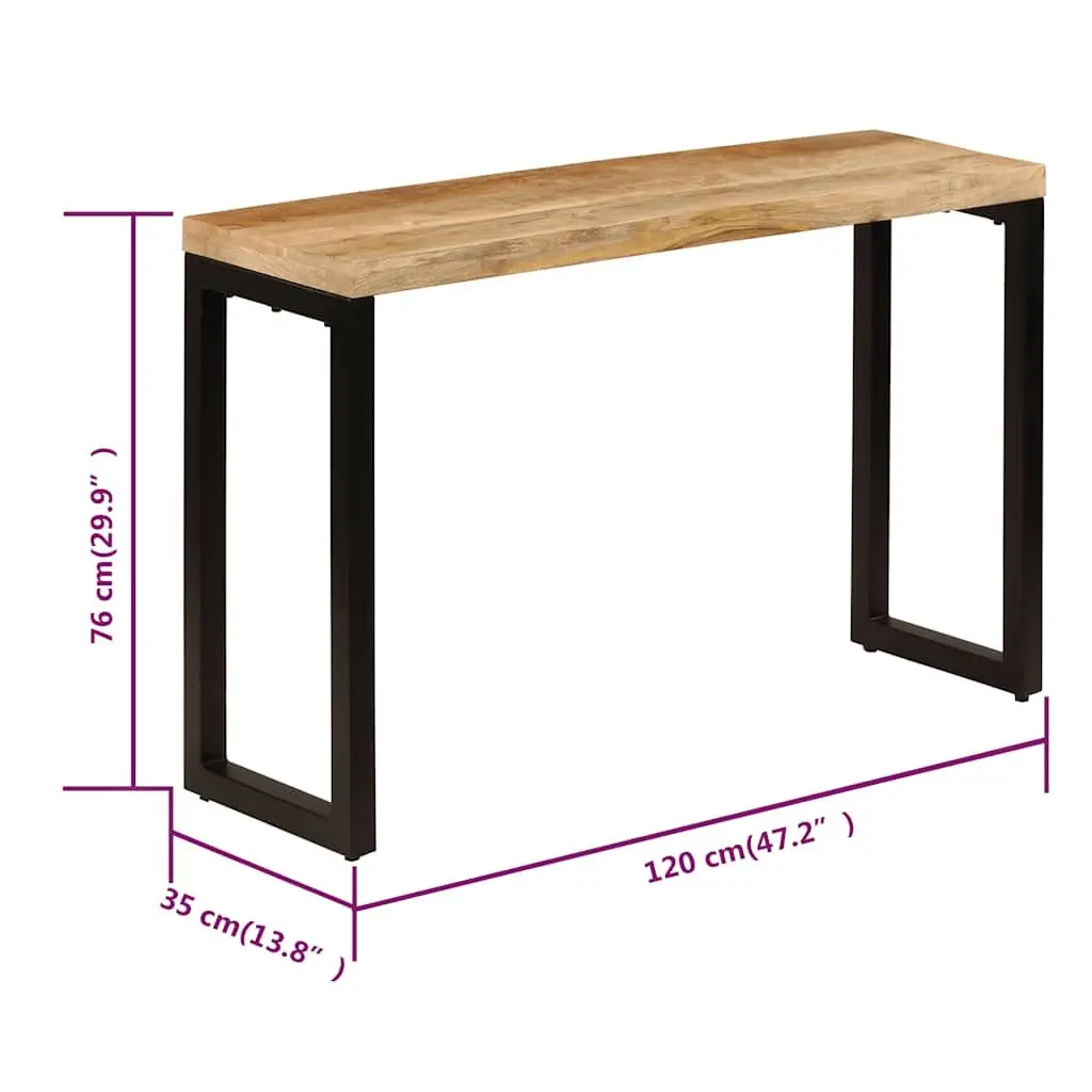 Console Table Solid Wood Mango Steel 120x35x76cm Brown Accent Dining
