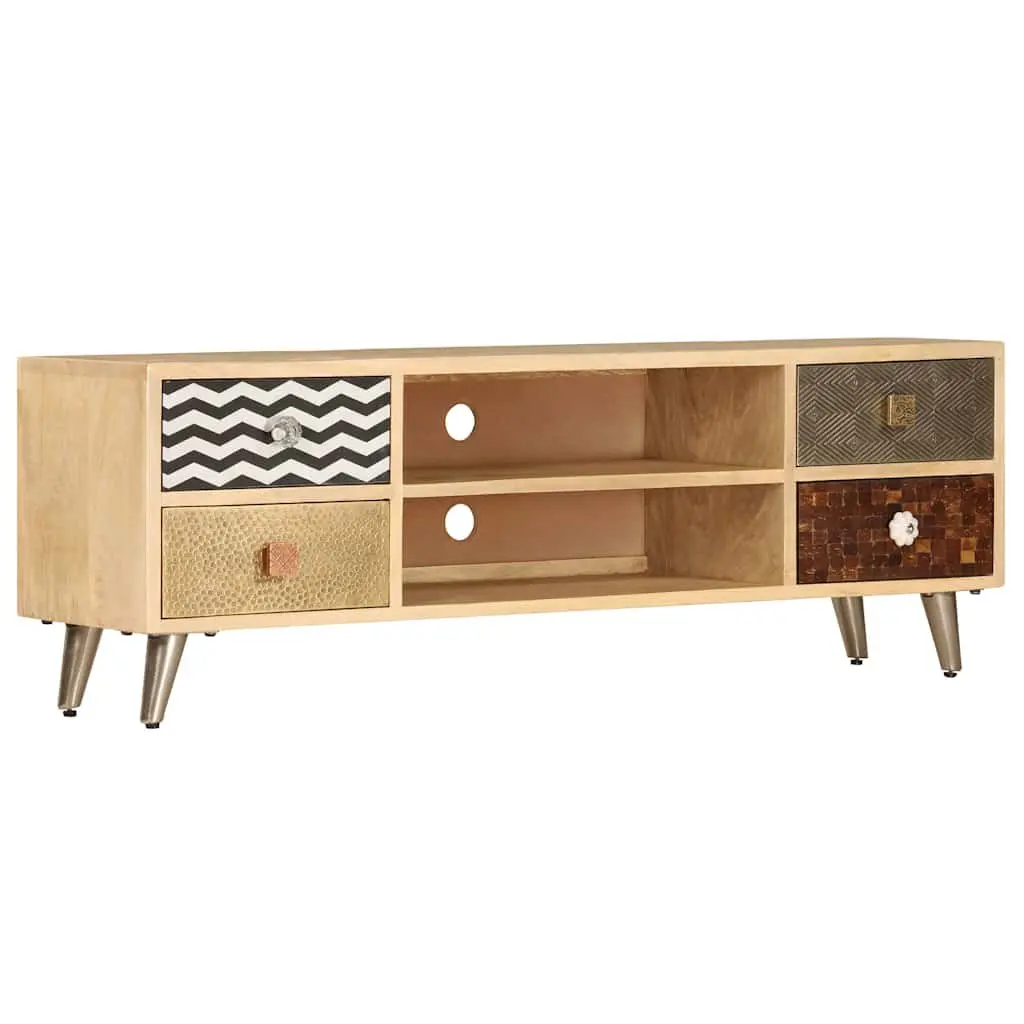 TV Cabinet Industrial Style Brown Solid Mango Wood 120x30x40 cm