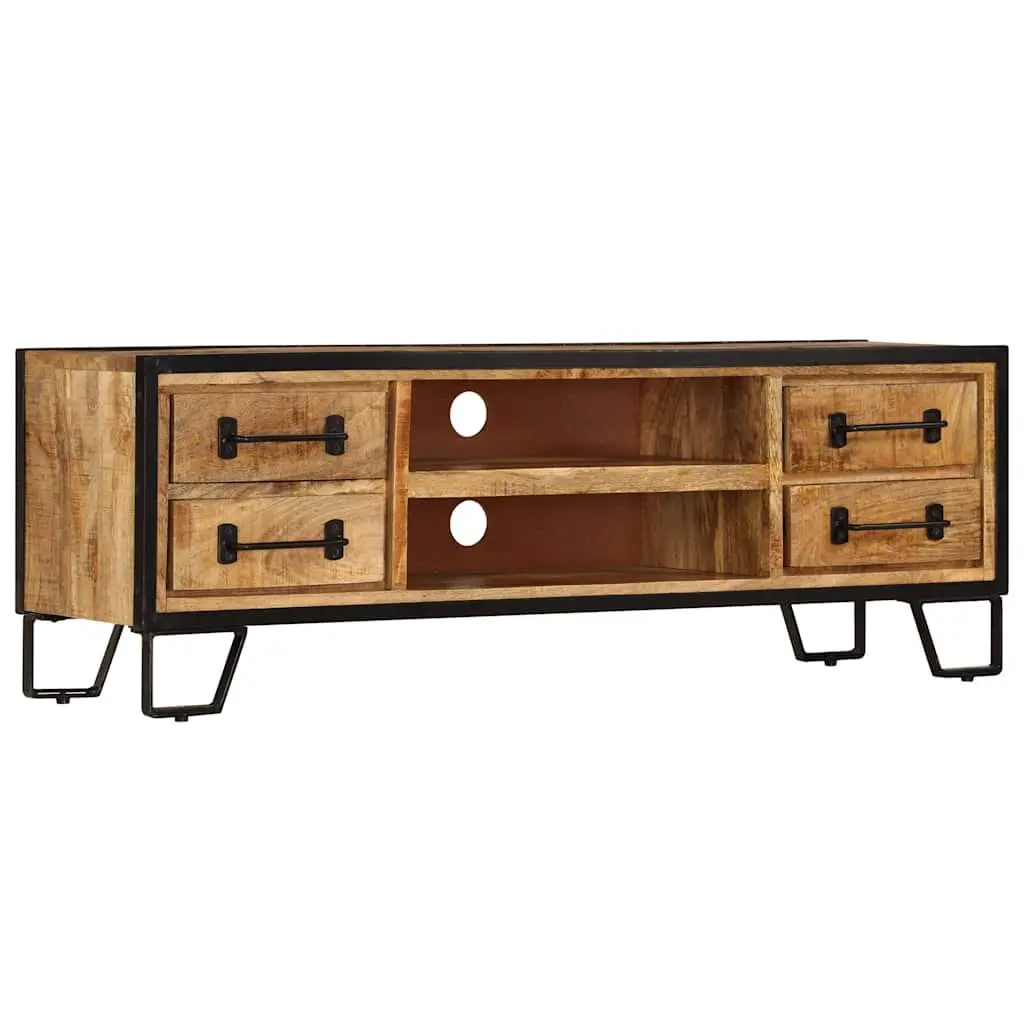 TV Cabinet Industrial Style Solid Mango Wood 120x30x40cm Brown with Drawers