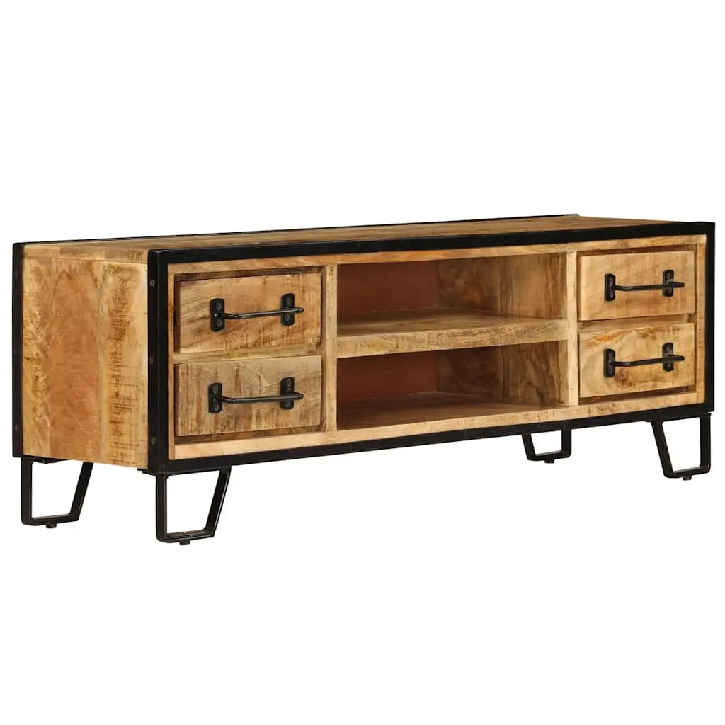 TV Cabinet Industrial Style Solid Mango Wood 120x30x40cm Brown with Drawers