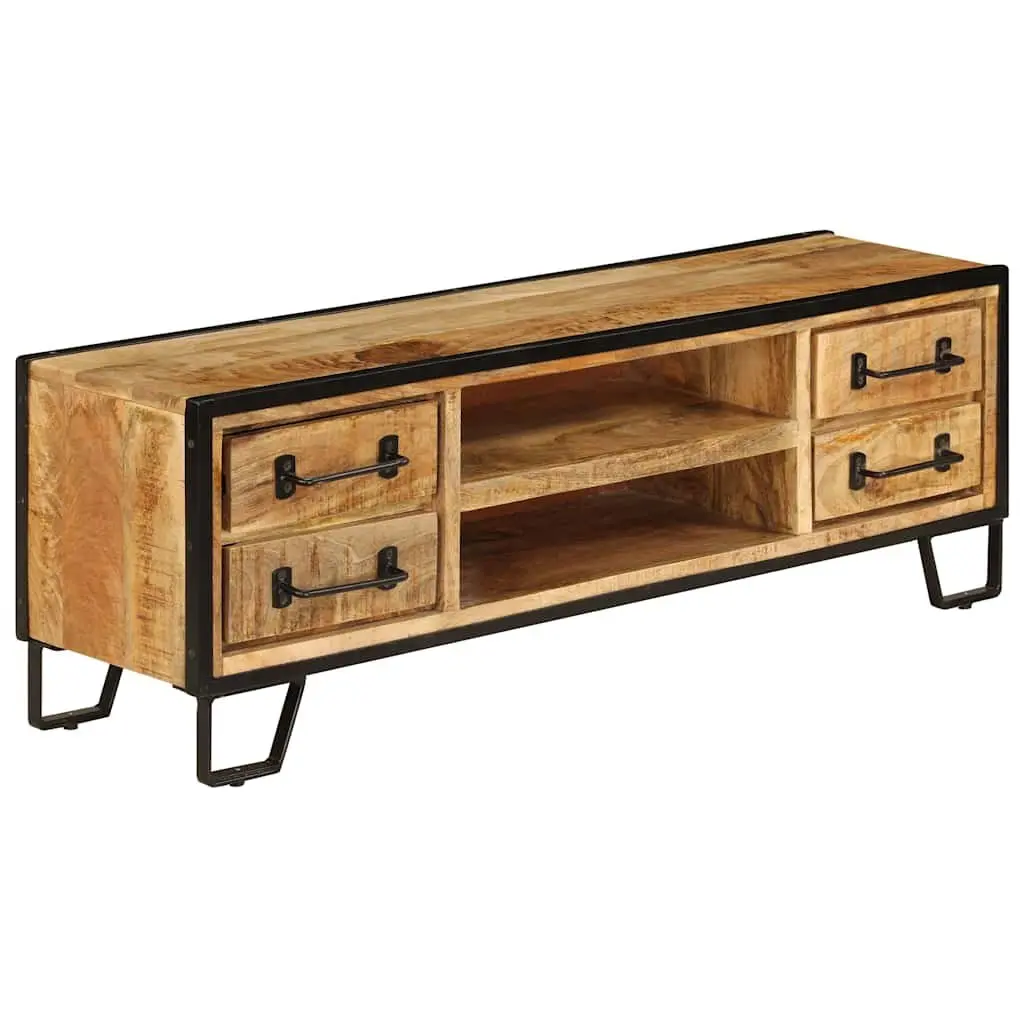 TV Cabinet Industrial Style Solid Mango Wood 120x30x40cm Brown with Drawers