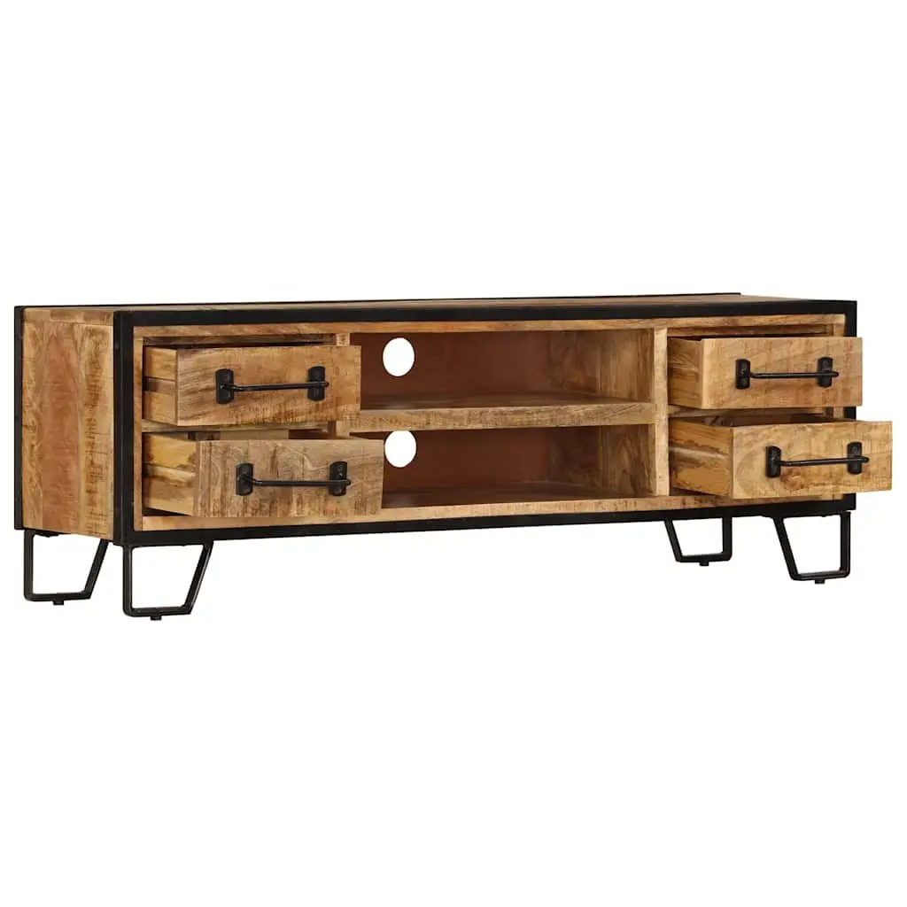 TV Cabinet Industrial Style Solid Mango Wood 120x30x40cm Brown with Drawers