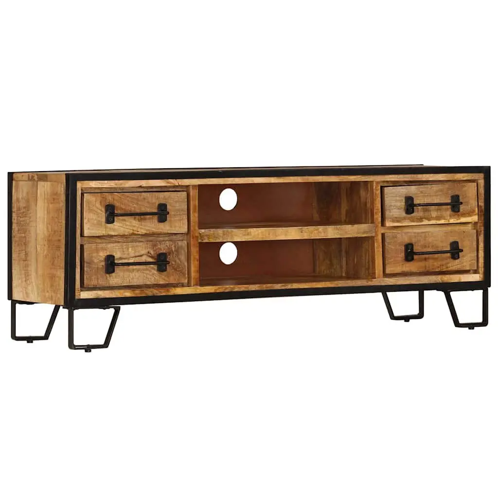 TV Cabinet Industrial Style Solid Mango Wood 120x30x40cm Brown with Drawers