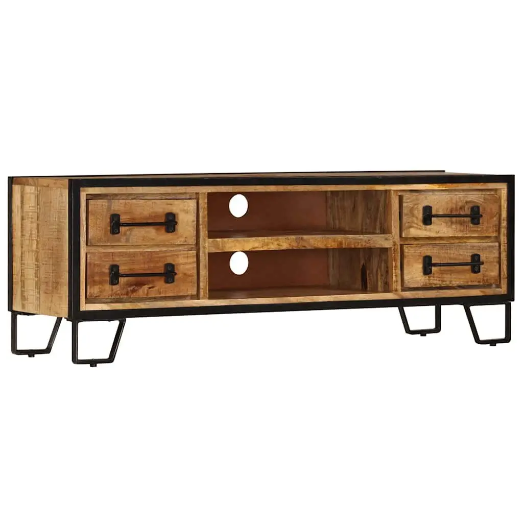 TV Cabinet Industrial Style Solid Mango Wood 120x30x40cm Brown with Drawers