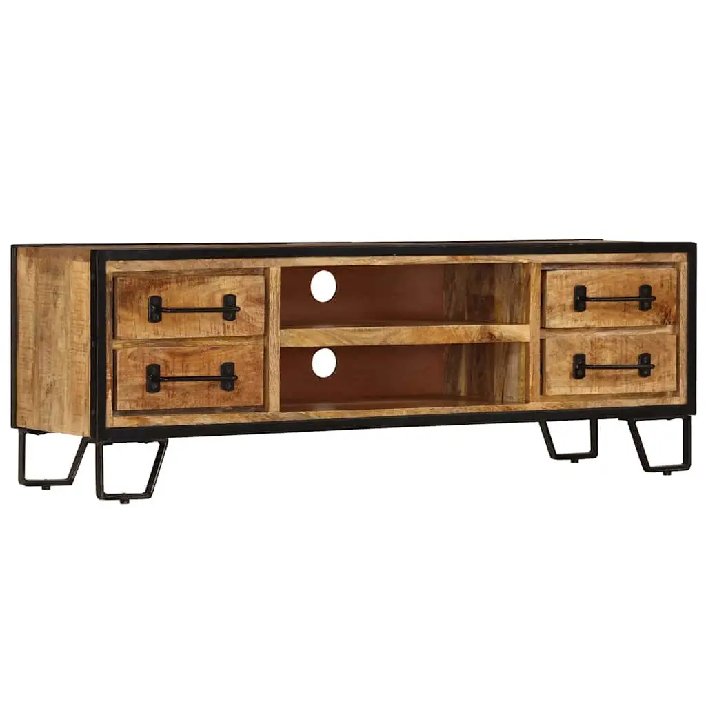 TV Cabinet Industrial Style Solid Mango Wood 120x30x40cm Brown with Drawers