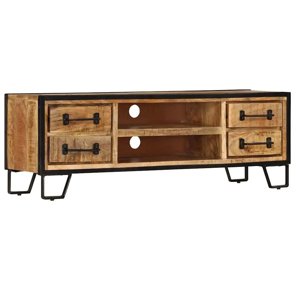 TV Cabinet Industrial Style Solid Mango Wood 120x30x40cm Brown with Drawers