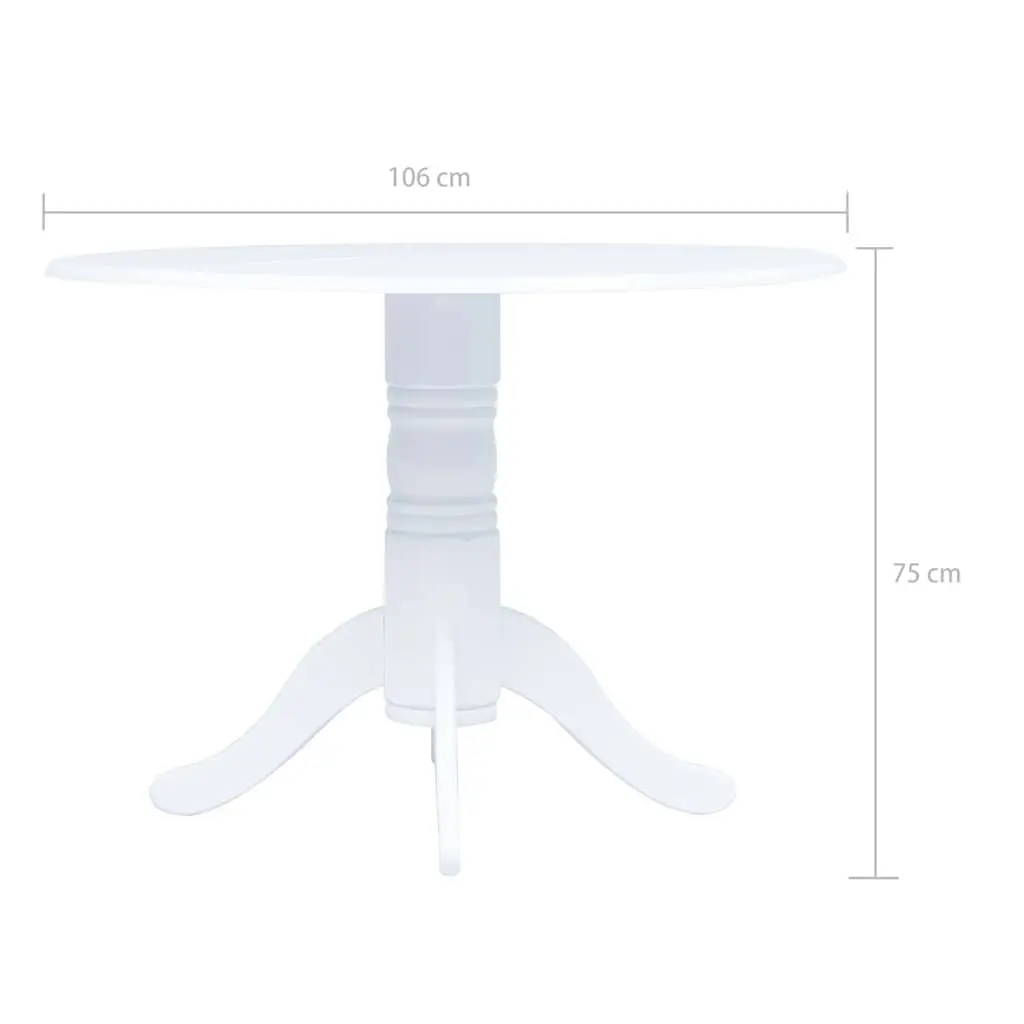 Dining Table White Solid Rubber Wood MDF Top 106cm
