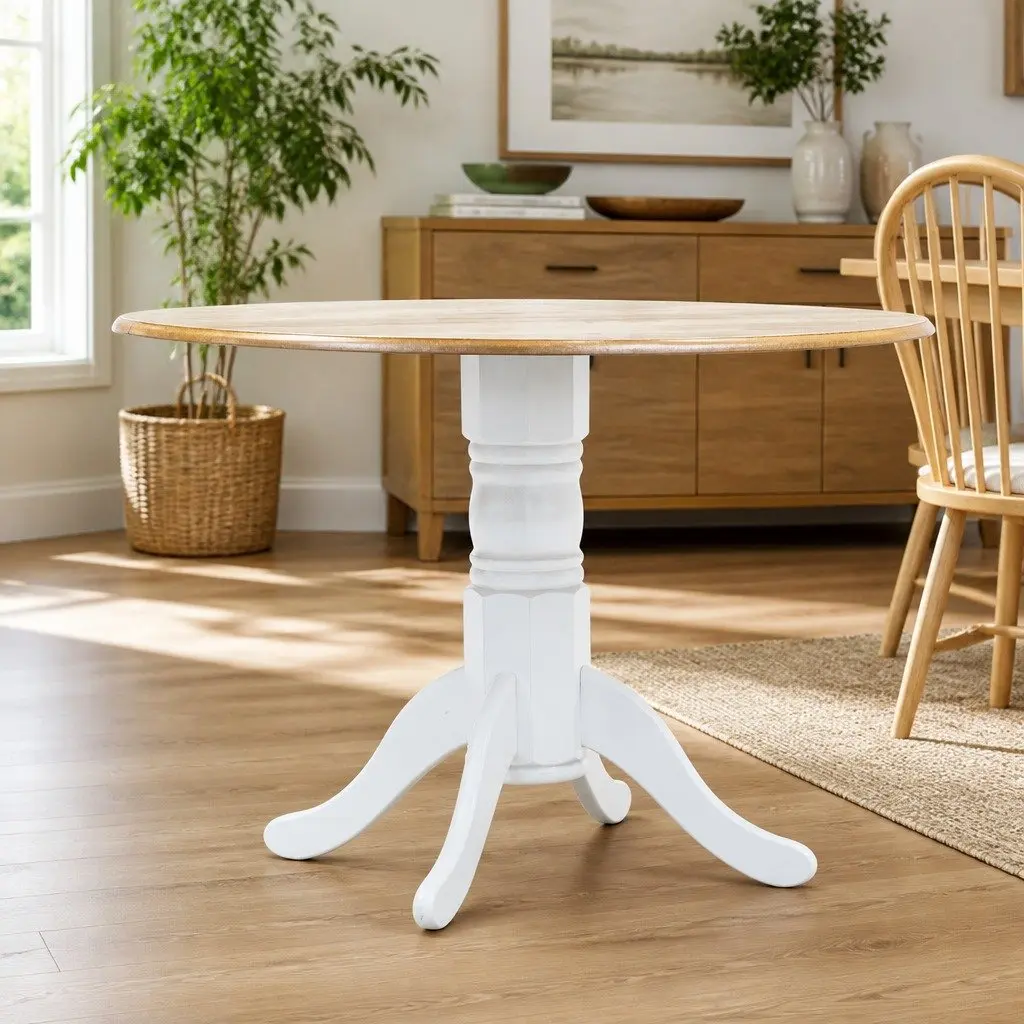 106cm White Brown Dining Table