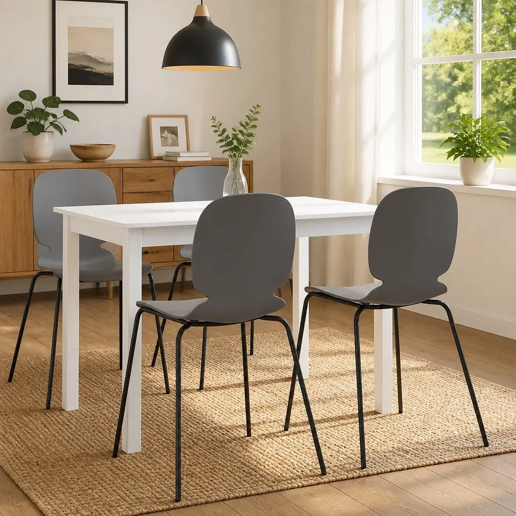 Dining Table White Solid Rubber Wood 114x71x75 cm