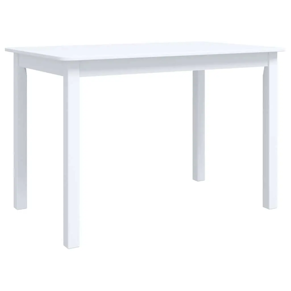 Dining Table White Solid Rubber Wood 114x71x75 cm