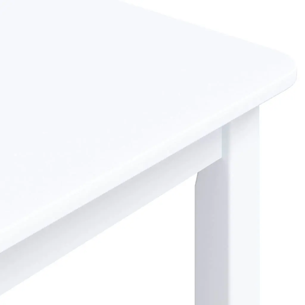 Dining Table White Solid Rubber Wood 114x71x75 cm